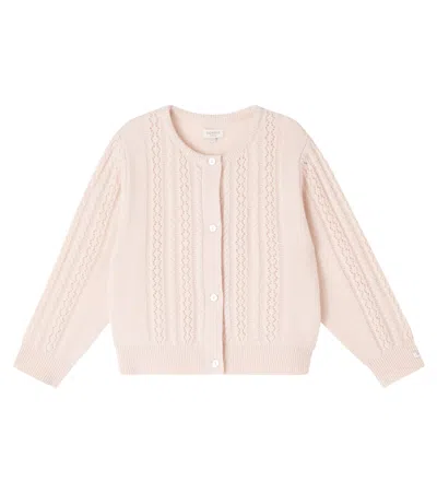Donsje Kids' Cable-knit Wool Cardigan In Neutral