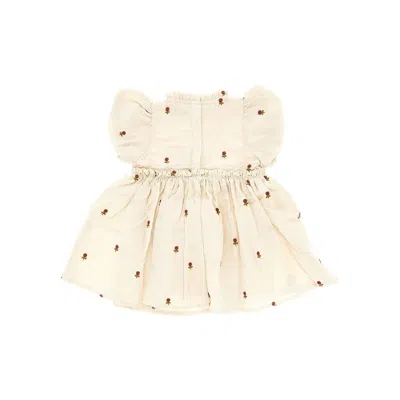 Donsje 'camilla' Roses Embroidery Mini Dress Kids In Gold