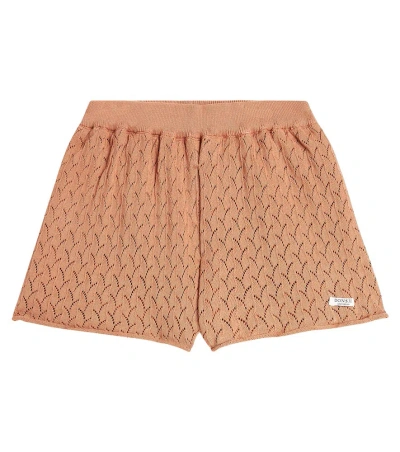 Donsje Kids' Canae Pointelle Cotton Shorts In Brown