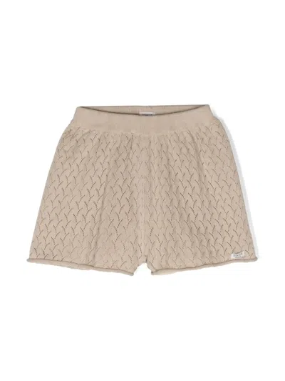 Donsje Kids' Canae Pointelle-knit Shorts In Brown