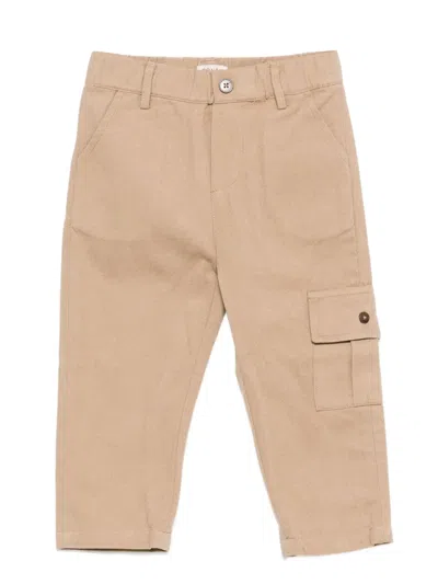 Donsje Kids' Cargo-pocket Cotton Trousers In Neutral