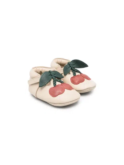 Donsje Babies' Cherry-patch Crib Shoes In Neutrals