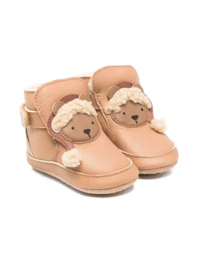Donsje Babies' Christmas Bear Crib Shoes In Brown