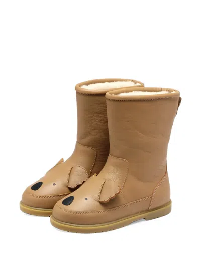 Donsje Kids' Classic Wadudu Animal-patch Boots In Brown