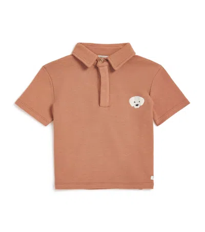 Donsje Kids' Cotton Golden Retriever Polo Shirt In Brown