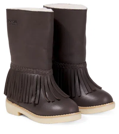 Donsje Kids' Daffy Fringed Leather Boots In Multi