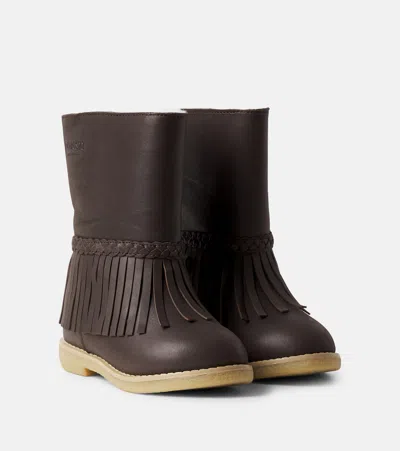 Donsje Daffy Fringed Leather Boots In Brown