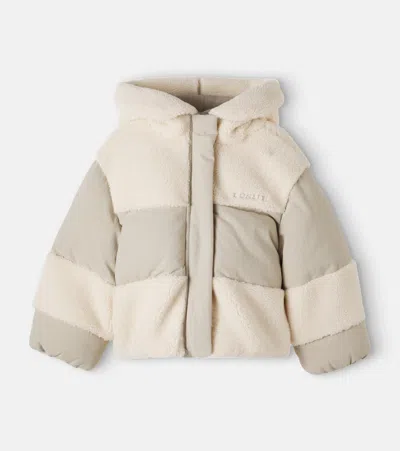 Donsje Kids' Damian泰迪绒边饰填充夹克 In Soft Grey