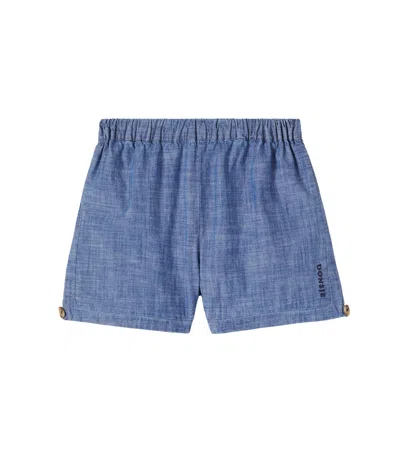 Donsje Kids' Dantien Cotton Bermuda Shorts In Blue
