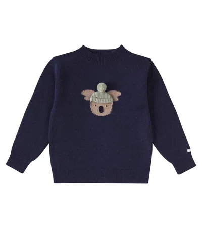 Donsje Kids' Denn Wool Sweater In Blue Marine Melange