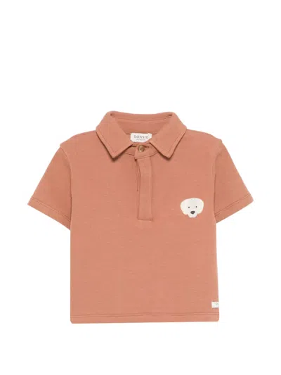 Donsje Babies' Embroidered Polo Shirt In Brown