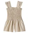 Donsje Estien Smocked Hemp-blend Playsuit In Beige