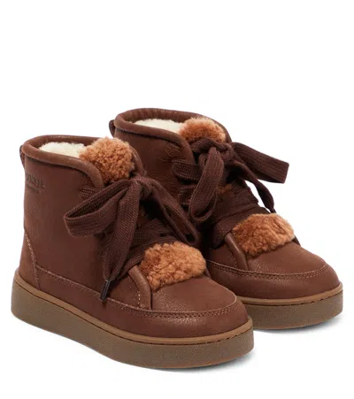 Donsje Kids' Flinn Leather Boots In Brown