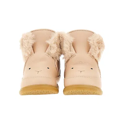 Donsje Kids' 'fluffly Bunny' Leather Baby Boots In Pink