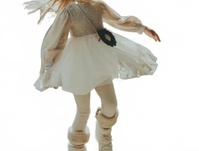 Donsje Kids' Girl's Janice Dress In Beige In Green
