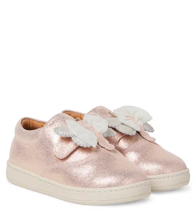 Donsje Kids' Hadria Metallic Leather Sneakers In Pink