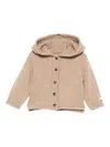 Donsje Hooded Buttoned Cardigan In Brown