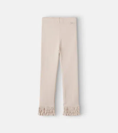 Donsje Ies Ribbed-knit Cotton-blend Leggings In Beige