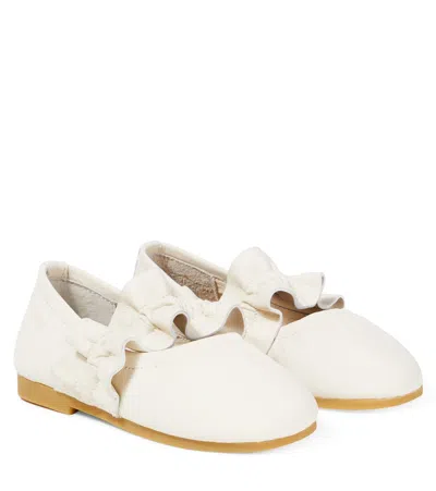Donsje Kids' Iffie Leather Ballet Flats In White