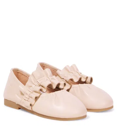 Donsje Kids' Iffie Leather Ballet Flats In Light Rose Sheep Leather