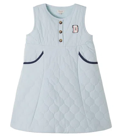 Donsje Ilsa Embroidered Quilted Dress In Blue