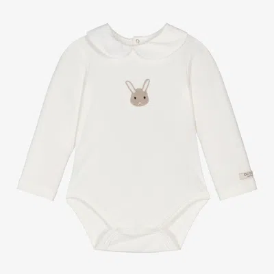 Donsje Ivory Cotton Bunny Rabbit Baby Bodysuit