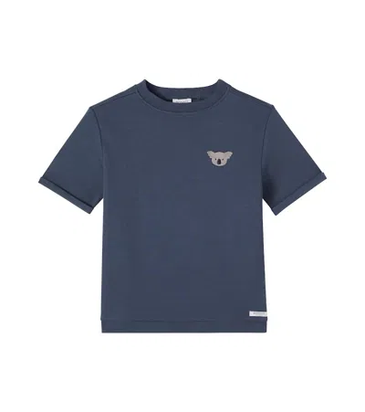 Donsje Kids' Jarne Embroidered Cotton T-shirt In Blue