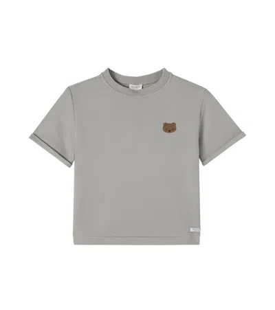 Donsje Kids' Jarne Embroidered Cotton T-shirt In Gray
