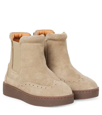 Donsje Kids' Jesmer绒面革靴子 In Green