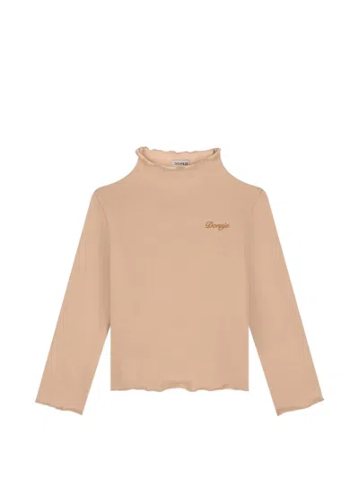Donsje Kids' Jotte Logo-embroidered T-shirt In Neutrals
