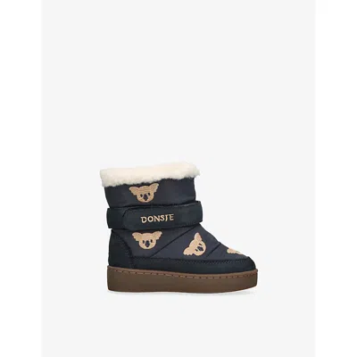 Donsje Kids' Kitto Koala Woven Boots Blue/dark Eur 28 / 10 Uk