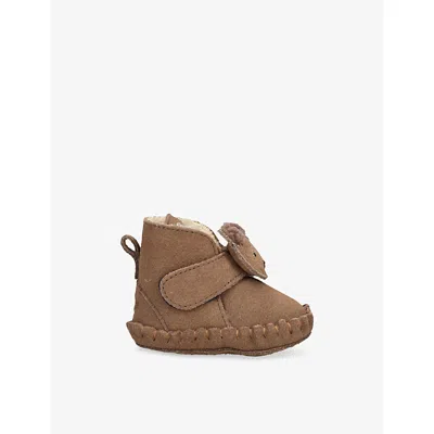 Donsje Kids' Pouty Fluffy Bear Suede Booties Dark Brown Eur 20 / 4 Uk