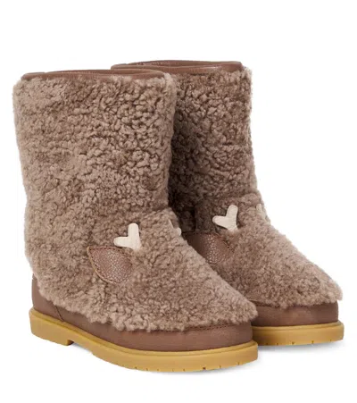 Donsje Kids' Kirfi Shearling Boots In Brown