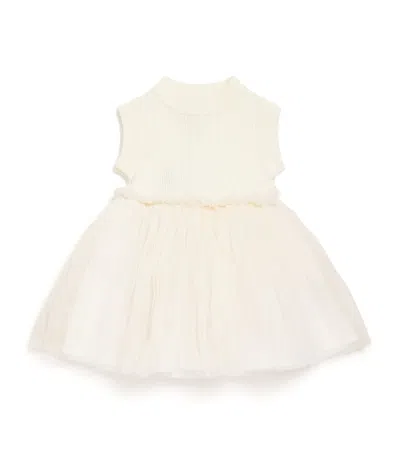 Donsje Kids' Knitted-tulle Xewa Dress In White