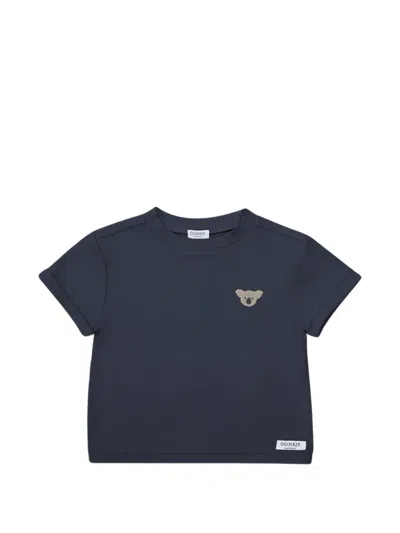 Donsje Kids' Koala-embroidered Cotton T-shirt In Blue