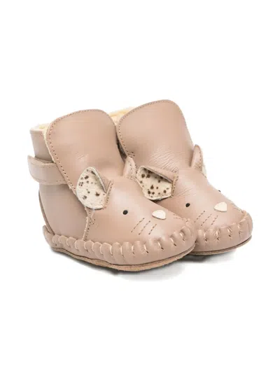 Donsje Babies' Leather Crib Shoes In Brown