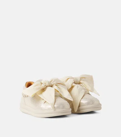 Donsje Kids' Lexley Metallic Leather Sneakers In Silver Metallic Leather