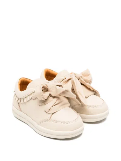Donsje Kids' Lexley Ruffled-trim Sneakers In Neutral