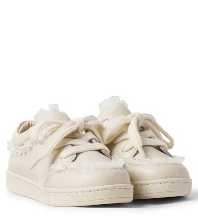 Donsje Lisel Tulle-trimmed Leather Sneakers In White