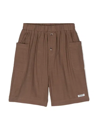 Donsje Kids' Logo-tag Shorts In Brown