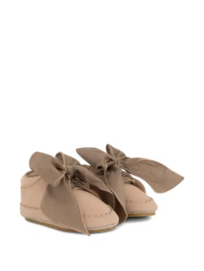 Donsje Babies' Lonny Bow-detail Nubuck Sneakers In Neutral