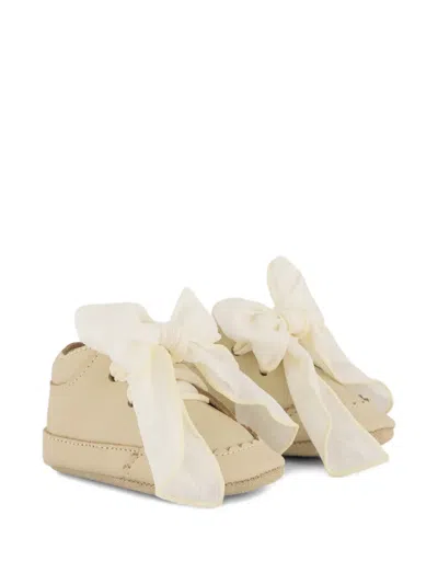 Donsje Babies' Lonny Bow-detail Pre-walkers In Neutrals