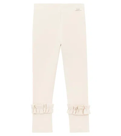 Donsje Kids' Marit Ruffled Cotton-blend Leggings In Neutral