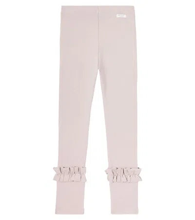 Donsje Kids' Marit Ruffled Cotton-blend Leggings In Pink