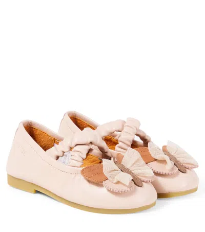 Donsje Kids' Mileni Appliqué Leather Ballet Flats In Pink