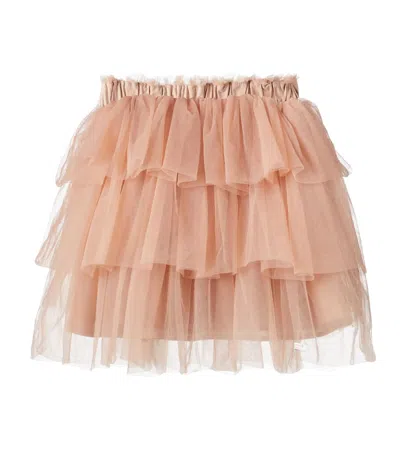 Donsje Kids' Mirre Tiered Tulle Skirt In Rose Mocha