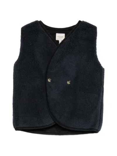 Donsje Kids' Monty Double-breasted Fleece Gilet In Blue