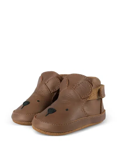 Donsje Babies' Morris Bear Applique Pre-walkers In Brown