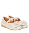 Donsje Mylah Bow-detail Glitter Leather Ballet Flats In Neutral