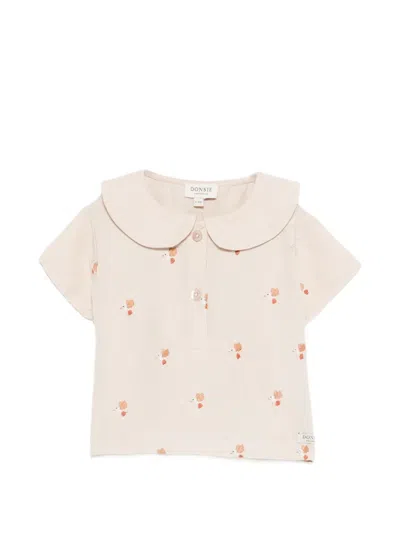 Donsje Babies' Nesa Peter Pan Collar Print Top In Multi
